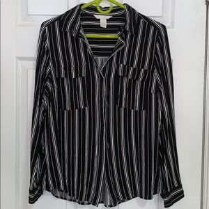 H&M striped button up top in size 8 or medium